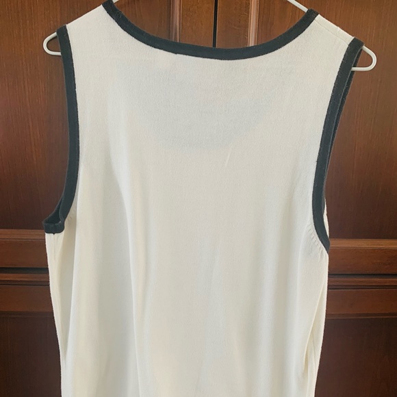 Vintage Liz Claiborne cotton Knit Top & Cardigan Set Cream white & black trim L - Picture 6 of 7